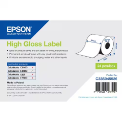 epson, étiquettes papier high gloss, 51mm x 33m (continue), pour colorworks c3400 et c3500