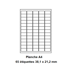 Etiquettes En Planches A4, Papier Blanc Adhésif Permanent, Coins Arrondis, 38,1x21,2 mm -[162]-