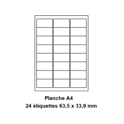 Etiquettes En Planches A4, Papier Blanc Adhésif Permanent, Coins Arrondis, 63,5x33,9 -[164]-
