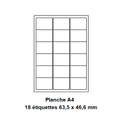 Etiquettes En Planches A4, Papier Blanc Adhésif Permanent, Coins Arrondis, 63,5x46,6 -[166]-