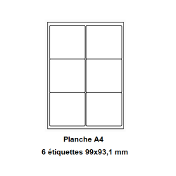 Etiquettes En Planches A4, Papier Blanc Adhésif Permanent, Coins Arrondis, 99x93,1 -[174]-