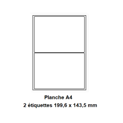 Etiquettes En Planches A4, Papier Blanc Adhésif Permanent, Coins Arrondis, 199,6x143,5 -[184]-