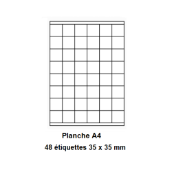 Etiquettes En Planches A4, Papier Blanc Adhésif Permanent, Coins Vifs, 35x35 mm -[189]-