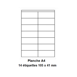 Etiquettes En Planches A4, Papier Blanc Adhésif Permanent, Coins Vifs, 105x41 mm -[199]-