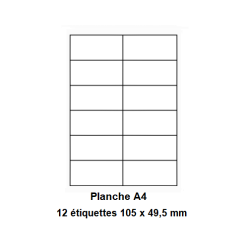 Etiquettes En Planches A4, Papier Blanc Adhésif Permanent, Coins Vifs, 105x49,5 mm -[200]-