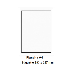 Etiquettes En Planches A4, Papier Blanc Adhésif Permanent, Coins Vifs, 210x297 mm -[1393]-
