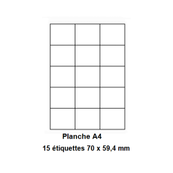 Etiquettes En Planches A4, Papier Blanc Adhésif Permanent, Coins Vifs, 70x59,4 mm -[1414]-