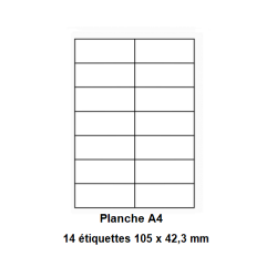 Etiquettes En Planches A4, Papier Blanc Adhésif Permanent, Coins Vifs, 105x42,3 mm -[1417]-