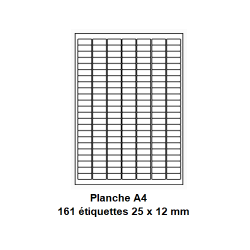 Etiquettes En Planches A4, Papier Blanc Adhésif Permanent, Coins Arrondis, 25x12 mm -[3166]-