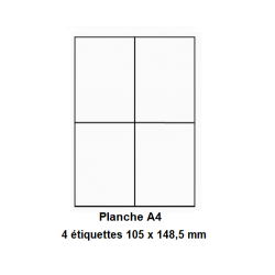 Etiquettes En Planches A4, Papier Blanc Adhésif Permanent, Coins Vifs, 105x148,5 mm -[3351]-