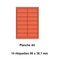 Etiquettes En Planches A4, Papier Couleur Adhésif Permanent, Rouge, 99x38,1 -[2625]-
