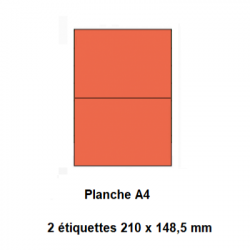 Etiquettes En Planches A4, Papier Couleur Adhésif Permanent, Rouge, 210x148,5 mm -[2629]-