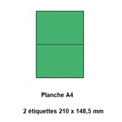 Etiquettes En Planches A4, Papier Couleur Adhésif Permanent, Vert, 210x148,5 mm -[2630]-