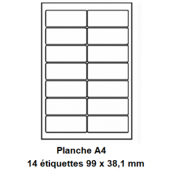 Etiquettes En Planches A4, Papier Blanc Adhésif Enlevable, 99x38,1 -[3203]-