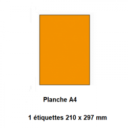 Etiquettes En Planches A4, Papier Couleur Adhésif Permanent, Orange, 210x148,5 mm -[4031]-
