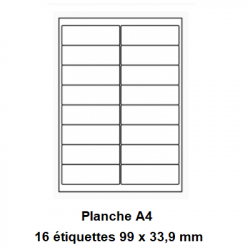 Etiquettes En Planches A4, Papier Blanc Adhésif Enlevable, 99x33,9 -[4046]-